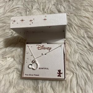 Disney Bowtiful Fine Silver Pleated Minnie Mouse Embellished Pendant‎ Necklace
